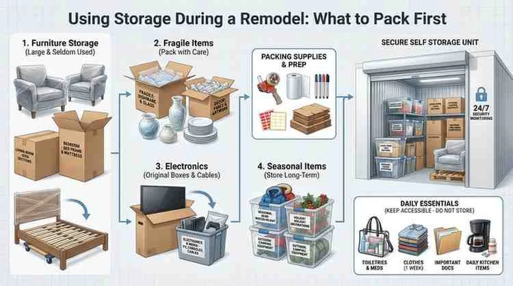 Using Storage During a Remodel: What to Pack First 2 Using Storage During a Remodel: What to Pack First