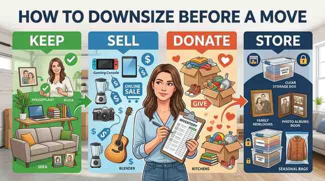 How to Downsize Before a Move | Keep, Sell or Store